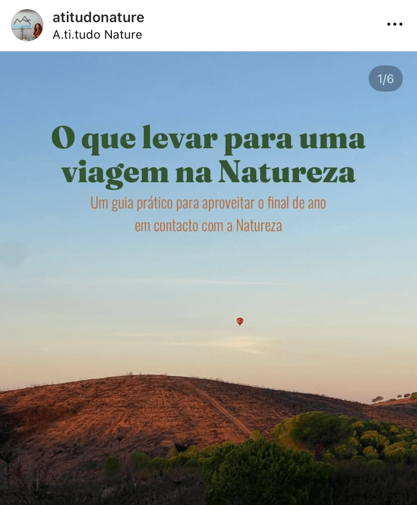 Post Instagram - o que levar para uma viagem na natureza